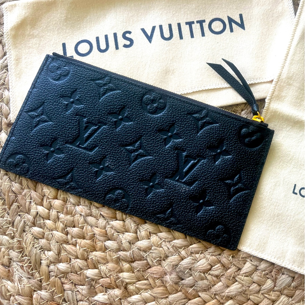 Luis Vuitton black on black monogram zip pouch wallet